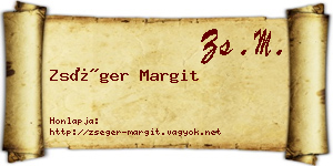 Zséger Margit névjegykártya